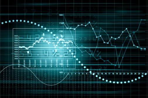 Business graph with arrow showing profits and gains